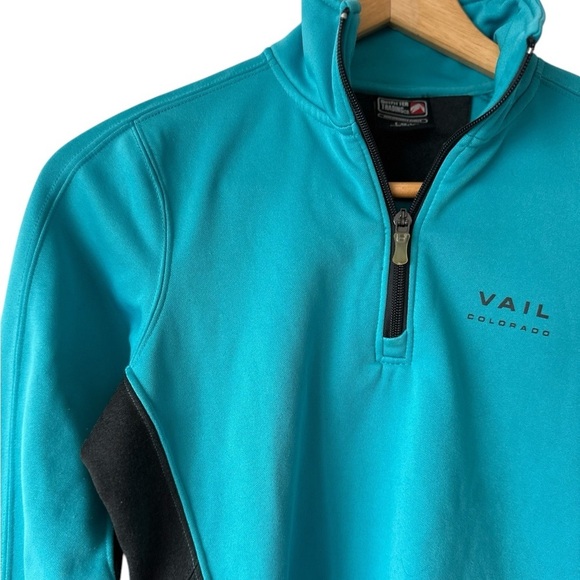 Women's Teal and Black Quarter-Zip Sweatshirt - Picture 2 of 12